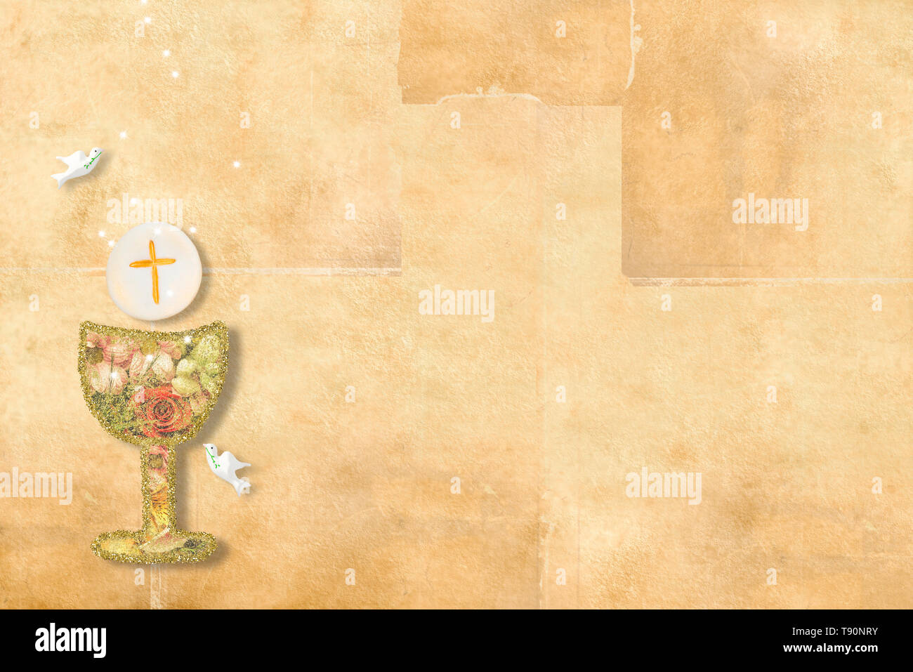 Avezano Taufe Hintergrund-Banner – 180 X 100 Cm, Mit Grünen Blättern & Engeln