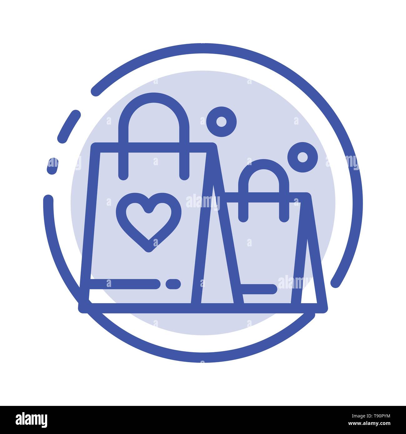 Handtasche, Liebe, Herz, Hochzeit, blau gepunktete Linie Symbol Leitung Stock Vektor