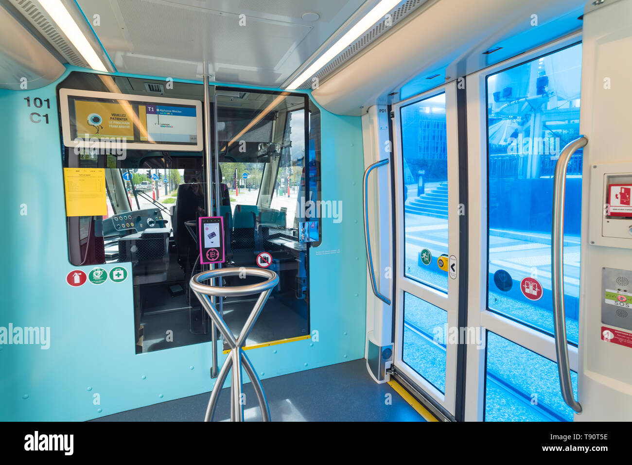 Stater Straßenbahn (Dt.: Städtische Straßenbahn) ist die Bahnlinie der luxemburgischen Hauptstadt Luxemburg, sterben bin 10 sterben. Dezember 2017 eröffnet wurde. D Stockfoto