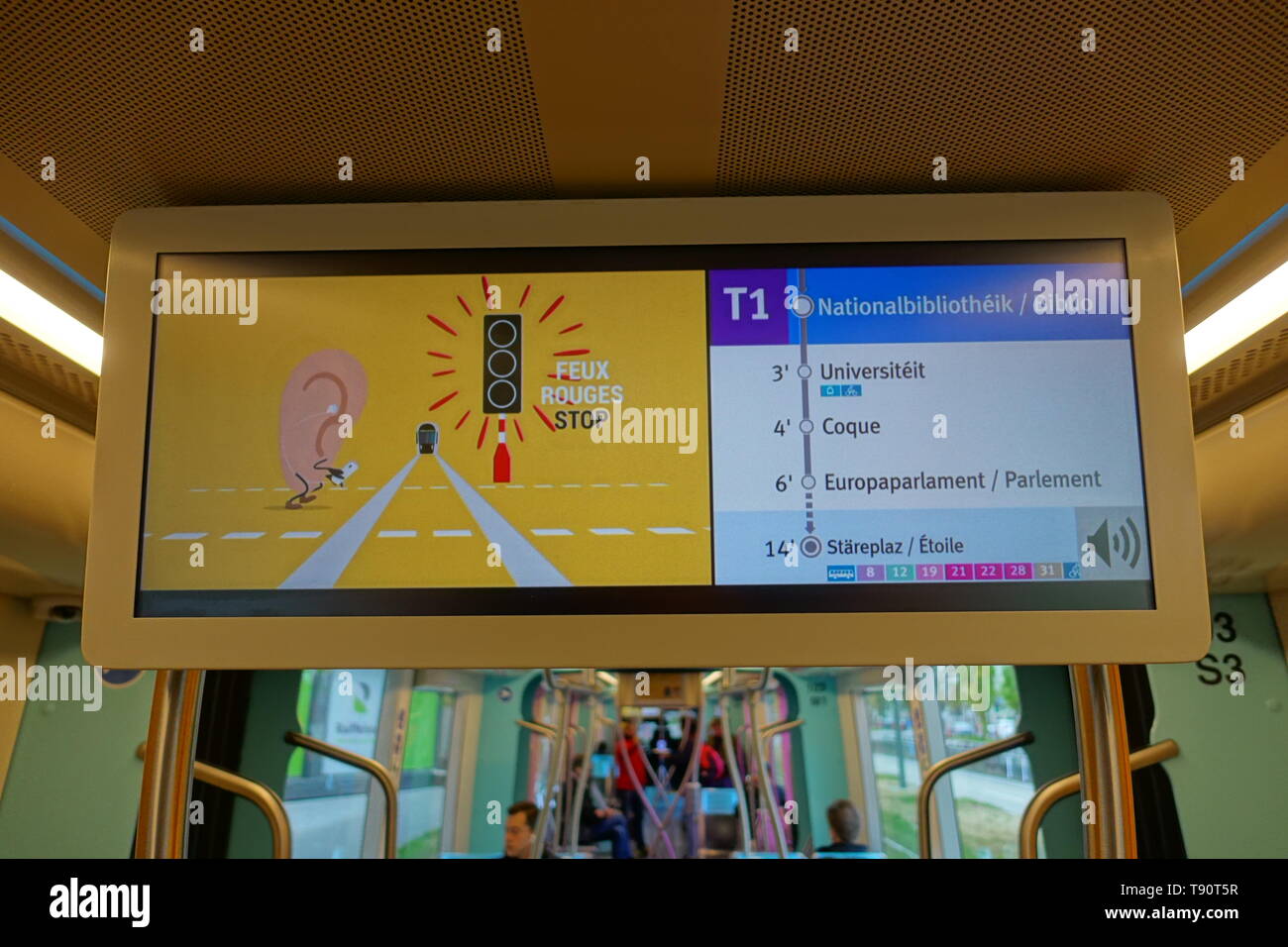 Stater Straßenbahn (Dt.: Städtische Straßenbahn) ist die Bahnlinie der luxemburgischen Hauptstadt Luxemburg, sterben bin 10 sterben. Dezember 2017 eröffnet wurde. D Stockfoto