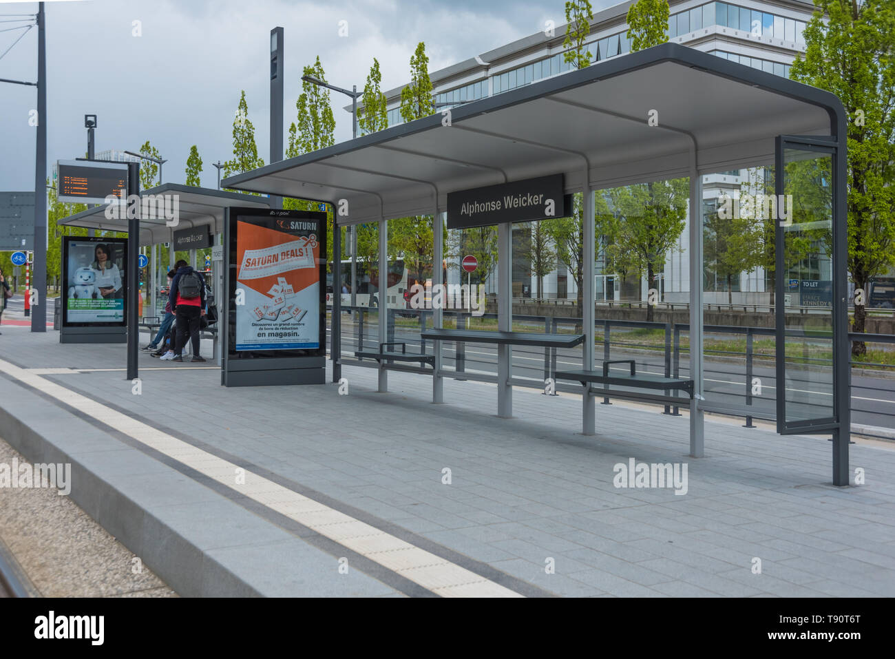 Stater Straßenbahn (Dt.: Städtische Straßenbahn) ist die Bahnlinie der luxemburgischen Hauptstadt Luxemburg, sterben bin 10 sterben. Dezember 2017 eröffnet wurde. D Stockfoto