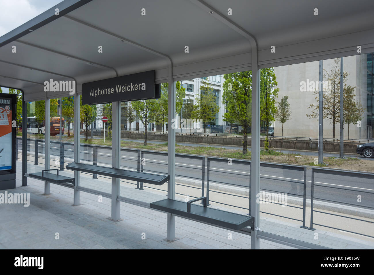 Stater Straßenbahn (Dt.: Städtische Straßenbahn) ist die Bahnlinie der luxemburgischen Hauptstadt Luxemburg, sterben bin 10 sterben. Dezember 2017 eröffnet wurde. D Stockfoto