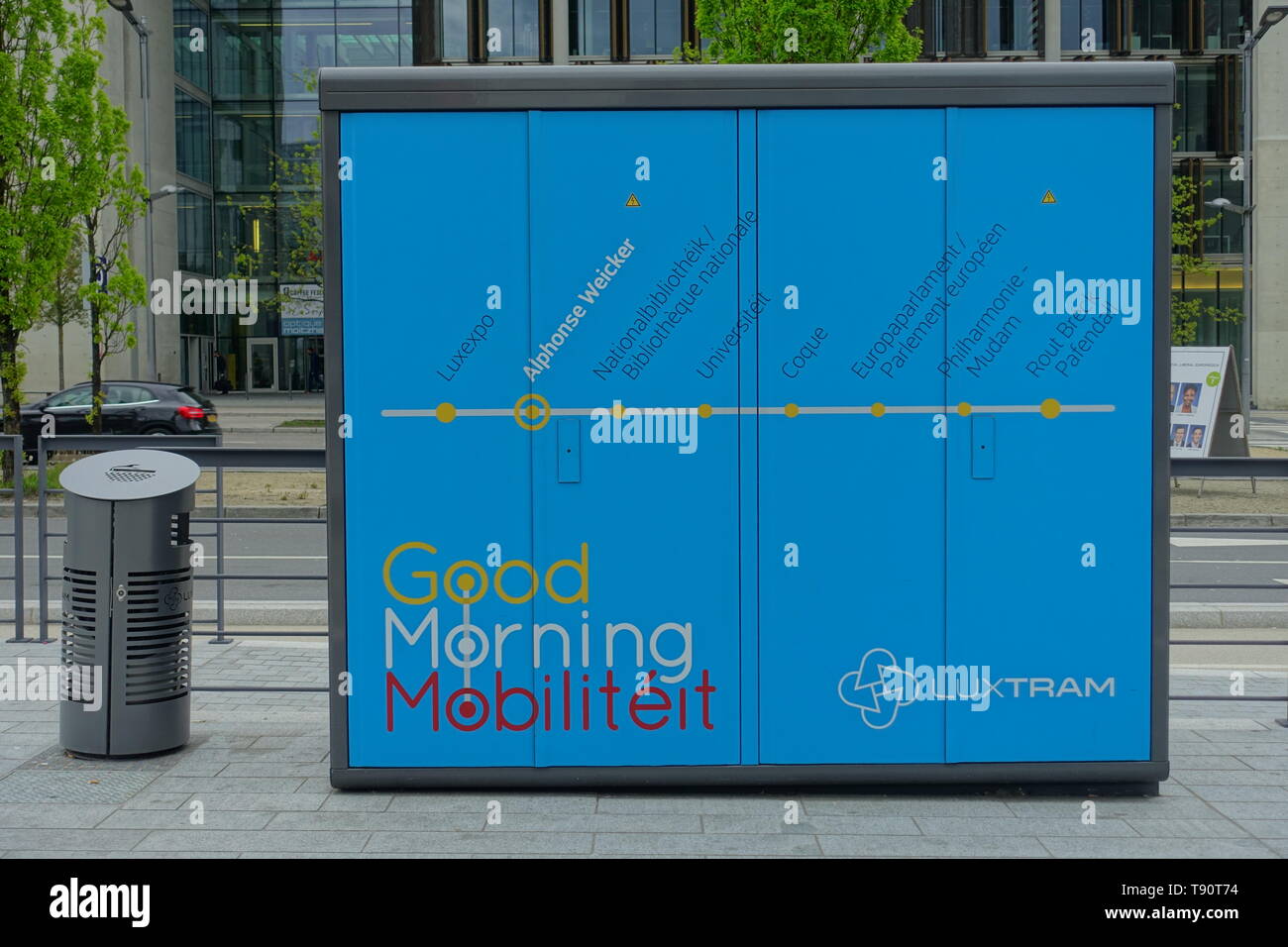 Stater Straßenbahn (Dt.: Städtische Straßenbahn) ist die Bahnlinie der luxemburgischen Hauptstadt Luxemburg, sterben bin 10 sterben. Dezember 2017 eröffnet wurde. D Stockfoto