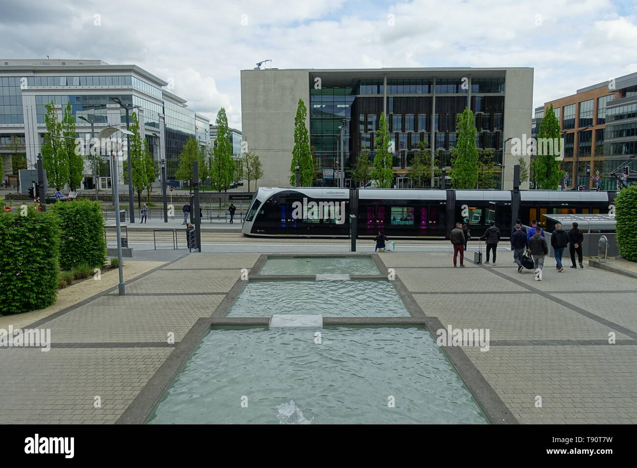 Stater Straßenbahn (Dt.: Städtische Straßenbahn) ist die Bahnlinie der luxemburgischen Hauptstadt Luxemburg, sterben bin 10 sterben. Dezember 2017 eröffnet wurde. D Stockfoto