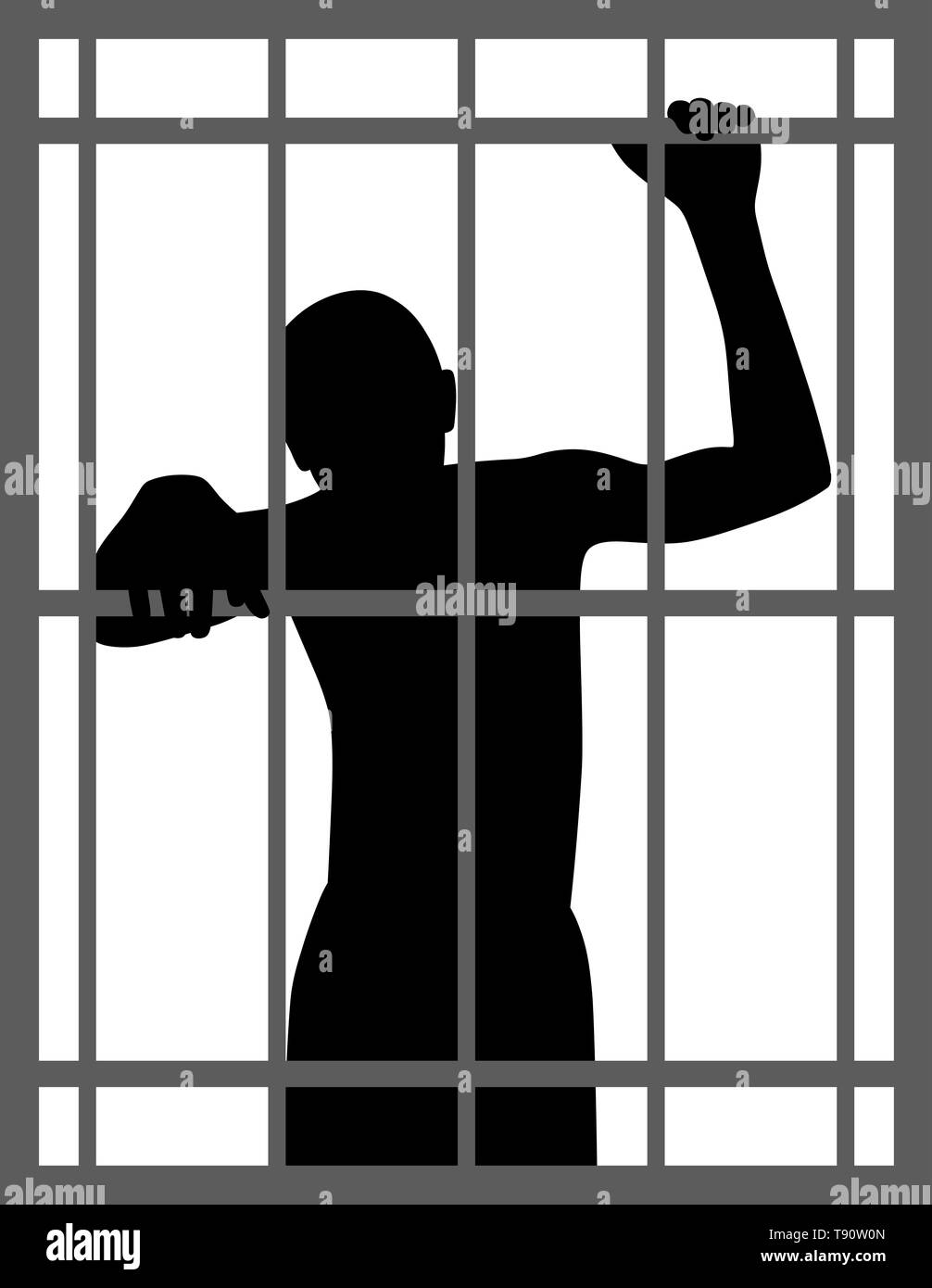 Mann im Gefängnis Stockfoto