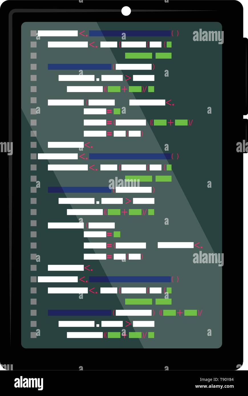 Programmierung Code auf einem Tablet Bildschirm Stock Vektor