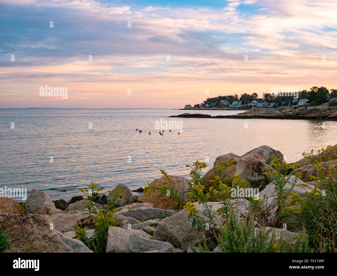 Twilight Blue Hour Rocky Neck State Park, Niantic, East Lyme, CT Pastellfarbenen sky Hires orig Foto eine Frage neue Typ gefiltert suchen Stockfoto