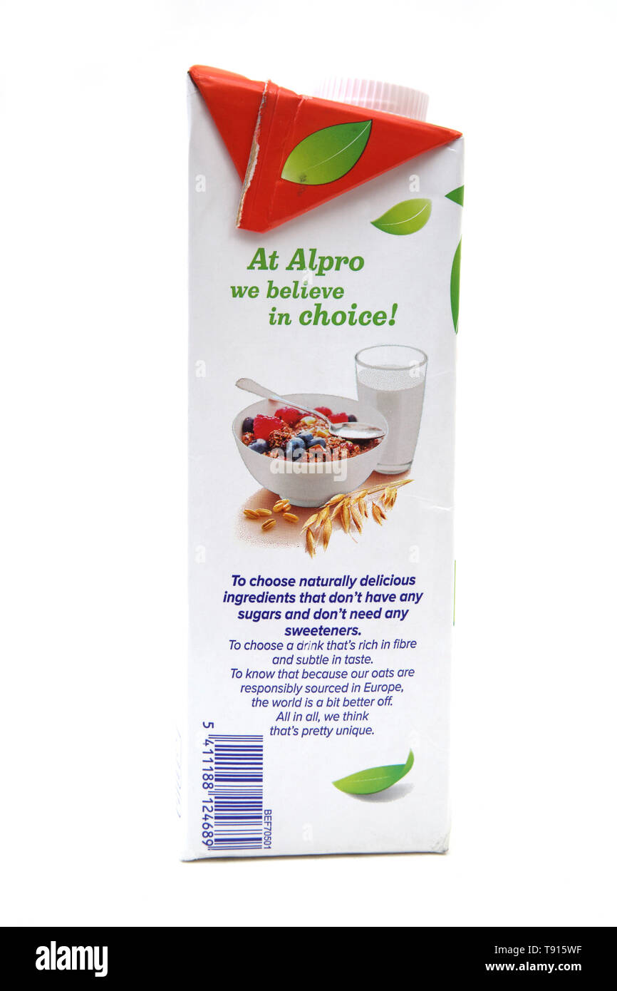 Vegan Alpro Hafer Laktosefreie Milch Alternative Stockfoto