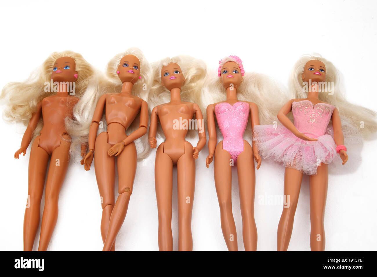 Sammlung von Vintage Sindy Puppen von 1980 bis 2000 reichen. Stockfoto