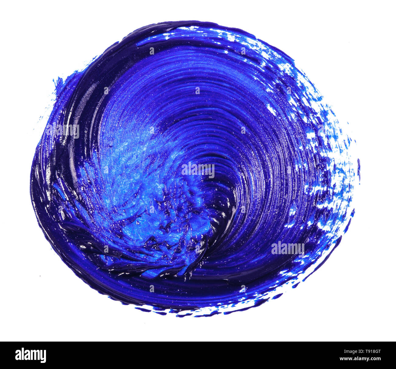 Makel der blaue Ölfarbe auf Weiß Stockfoto