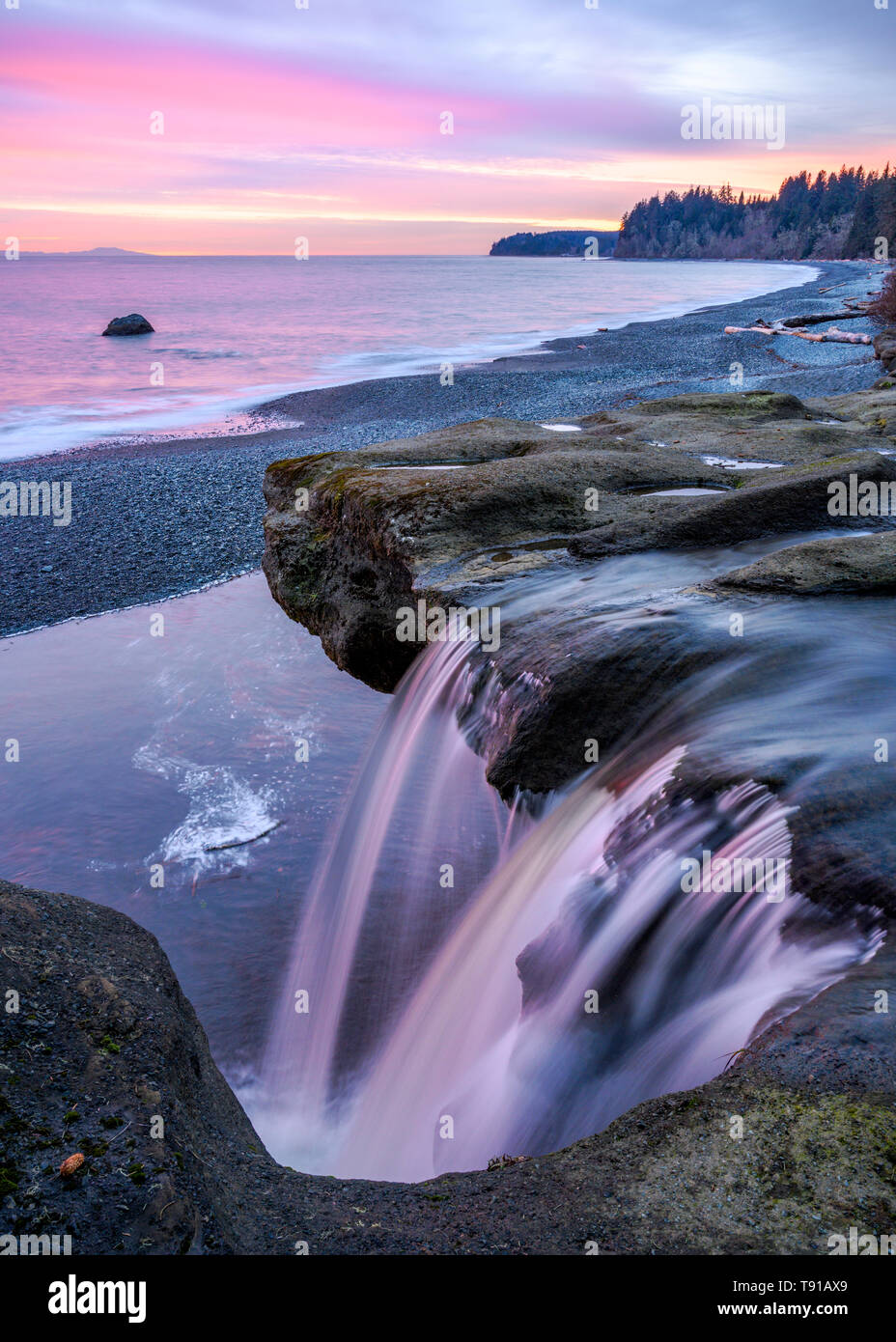 Sandcut fällt, sandcut Regional Park, Shirley, Vancouver Island, BC, Kanada Stockfoto
