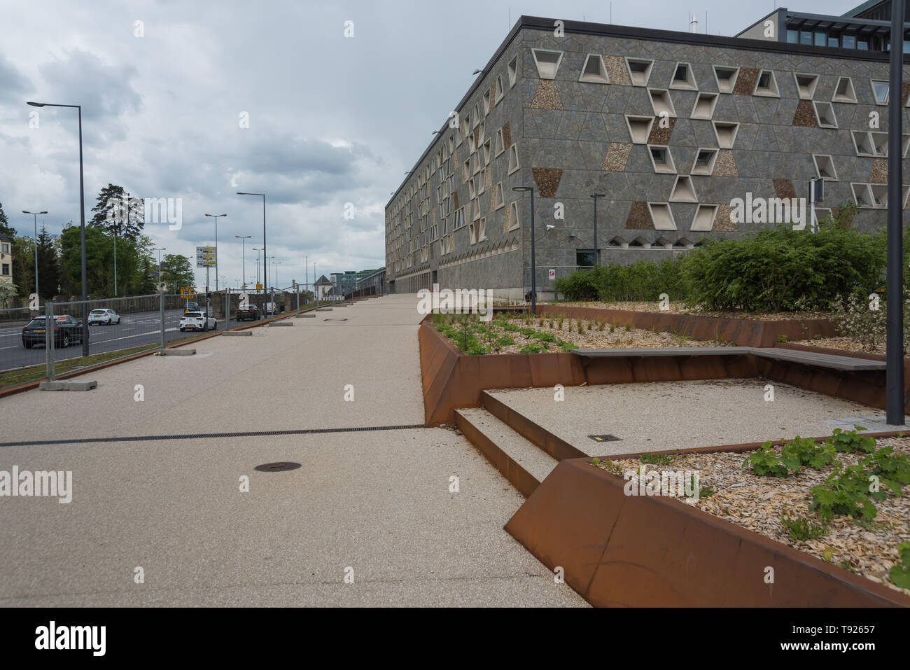 Stater Straßenbahn (Dt.: Städtische Straßenbahn) ist die Bahnlinie der luxemburgischen Hauptstadt Luxemburg, sterben bin 10 sterben. Dezember 2017 eröffnet wurde. D Stockfoto