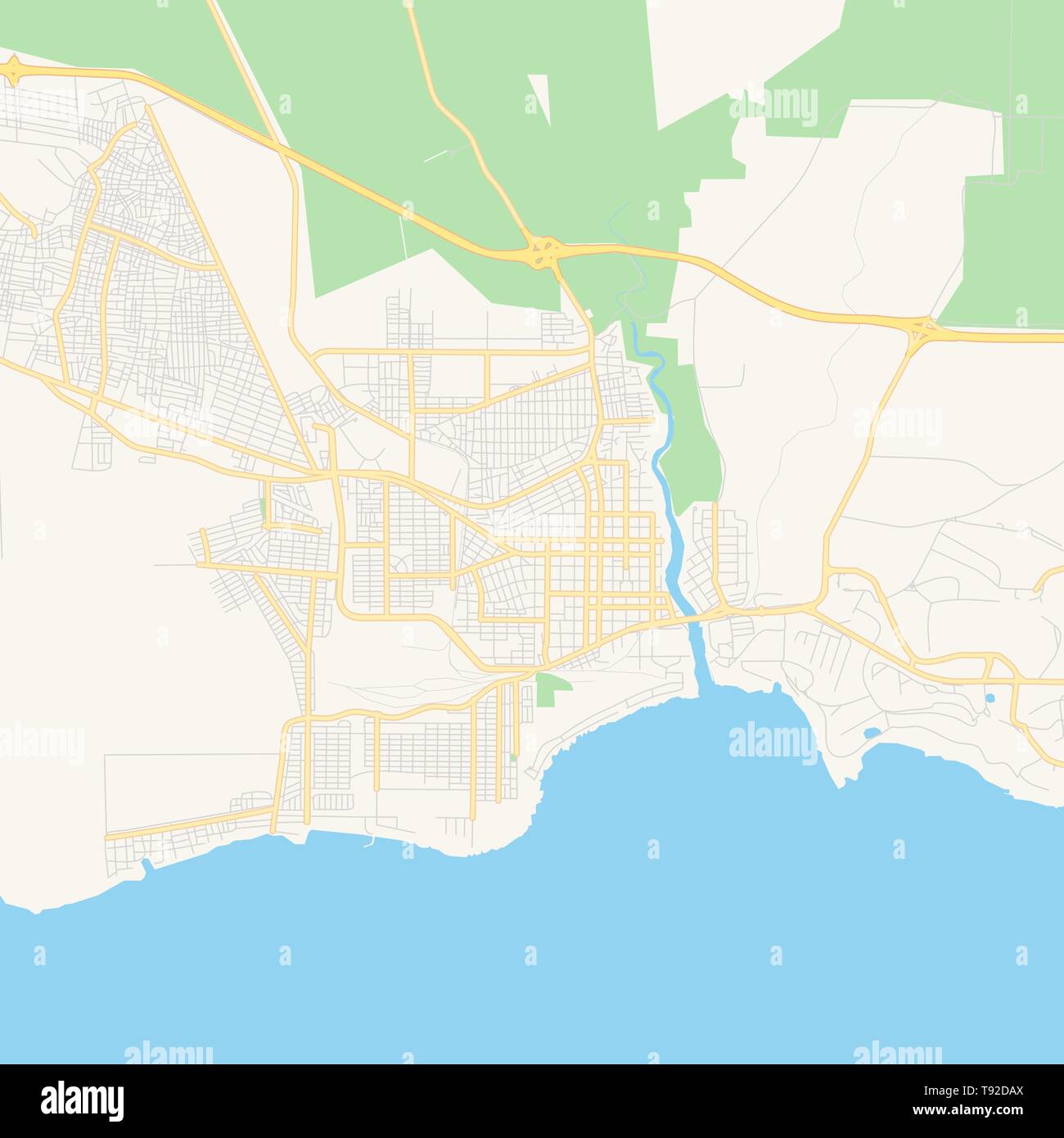 Leeren Vektor Karte von La Romana, La Romana, Dominikanische Republik, druckbare road map im 