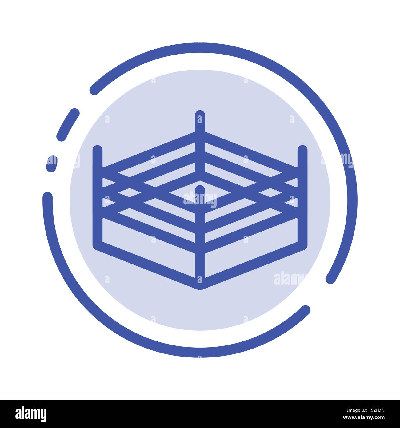 Boxen, Wrestling Ring, blau gepunktete Linie Symbol Stock Vektor