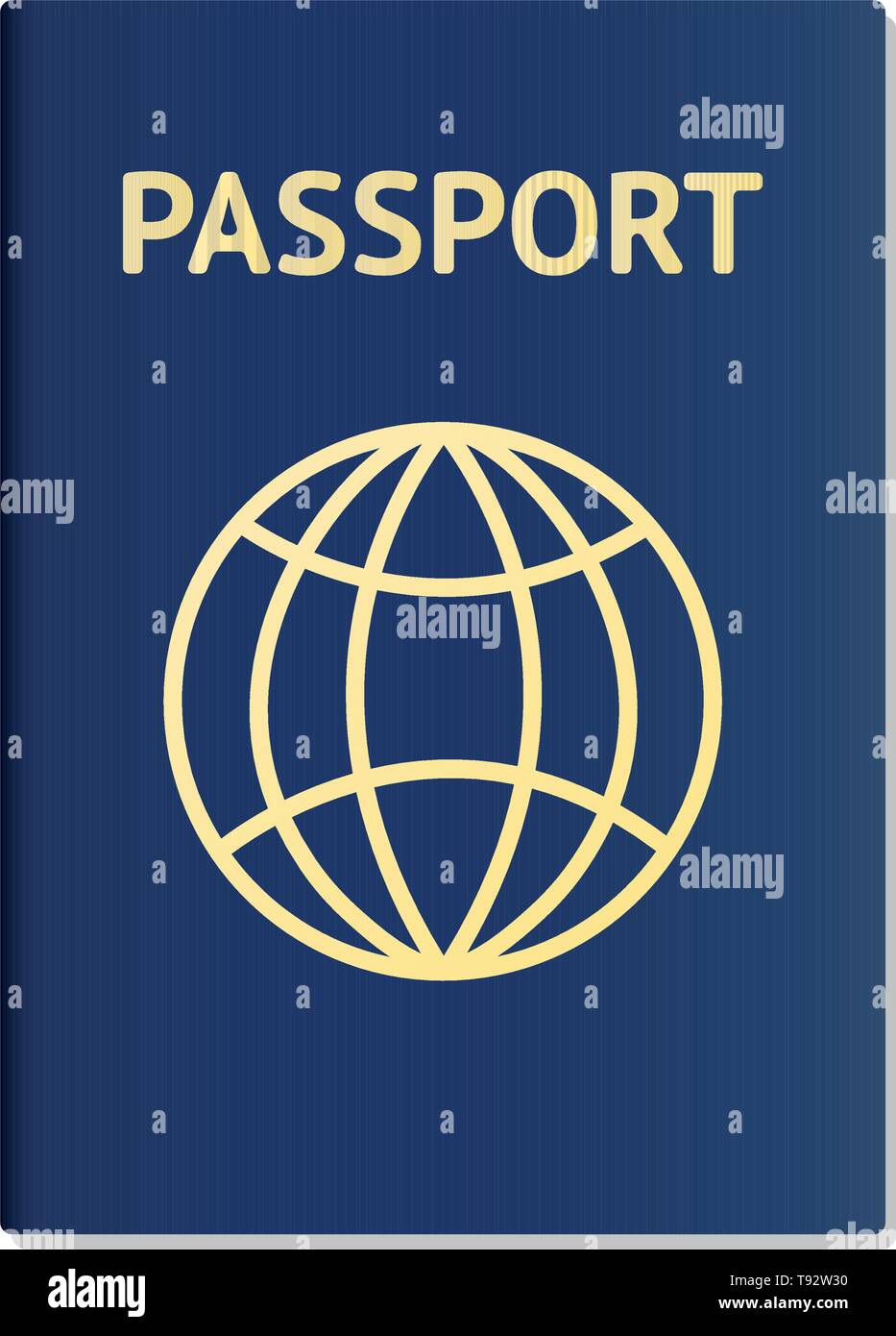 Realistische internationaler Reisepass blaues Deckblatt Vorlage. Reisepass Dokument-ID. Internationalen pass für Tourismus reisen. Auswanderung Reisepass Bürger-ID mit Stock Vektor