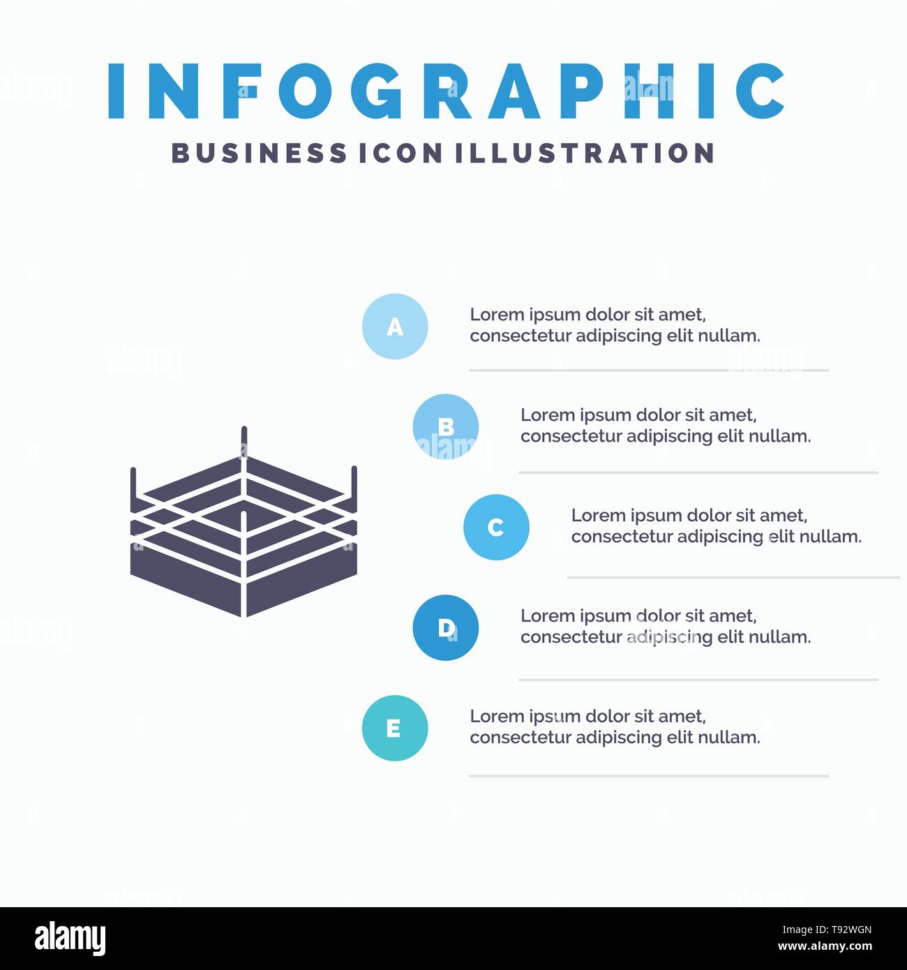 Boxen, Wrestling Ring, solide Symbol Infografiken 5 Schritte Präsentation Hintergrund Stock Vektor