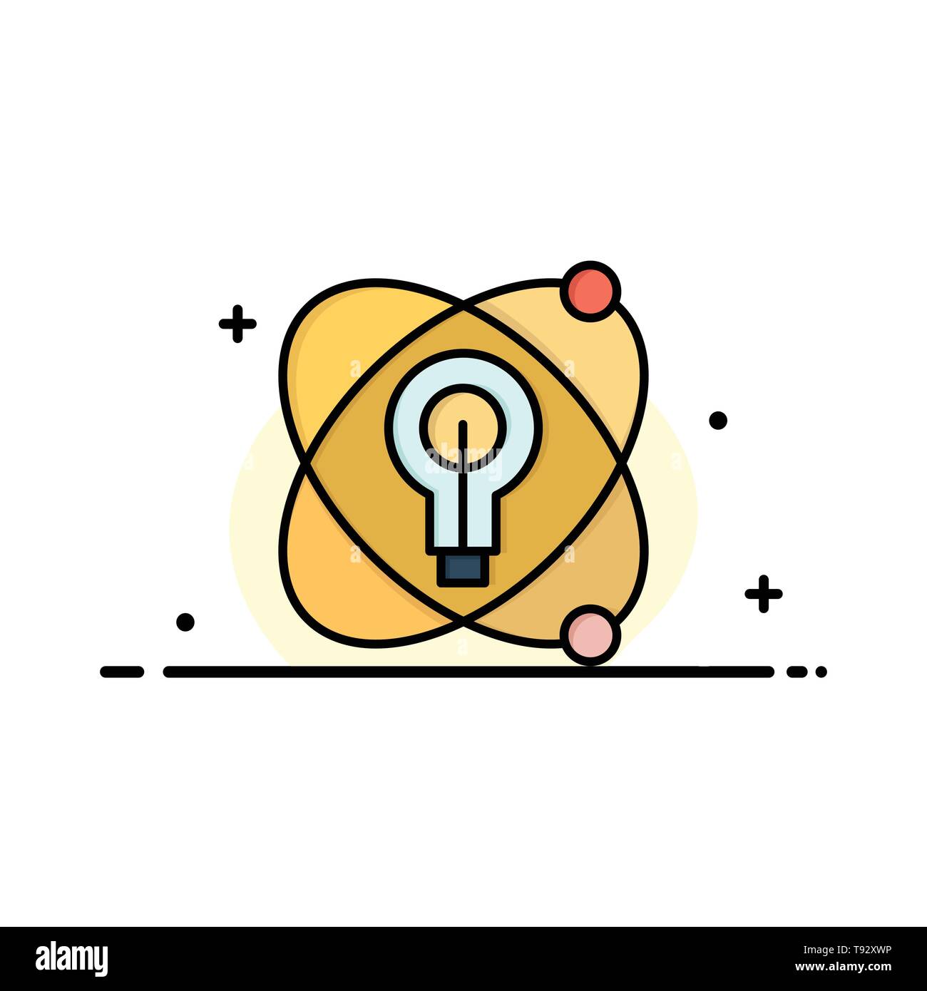 Atom, Bildung, Kernenergie, Lampe Business Logo Vorlage. Flachen Farbe Stock Vektor