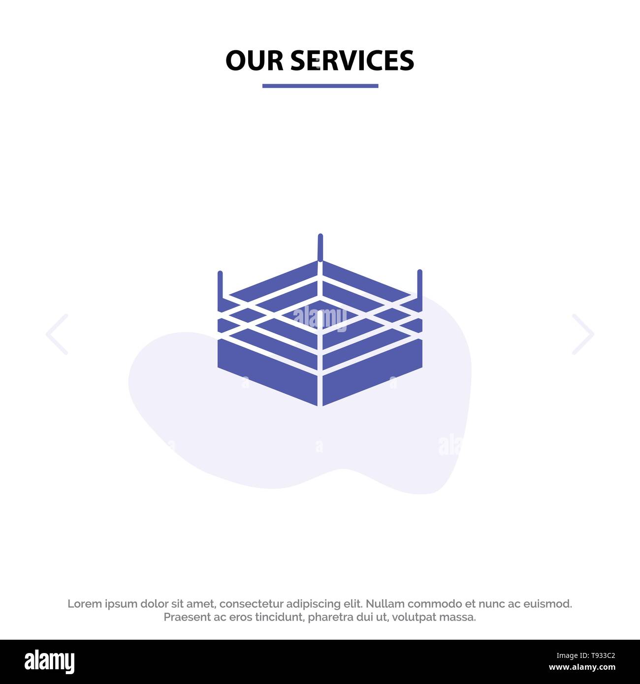 Unsere Dienstleistungen Boxen, Wrestling Ring, solide Glyph Icon Web Karte Vorlage Stock Vektor
