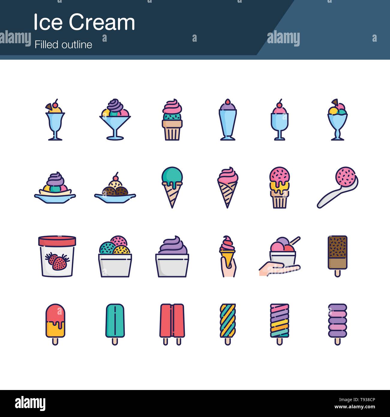 Eis Symbole. Grobentwurf gefüllt. Für die Präsentation, Grafik Design, Mobile, Web Design, Infografiken, UI. Vector Illustration. Stock Vektor