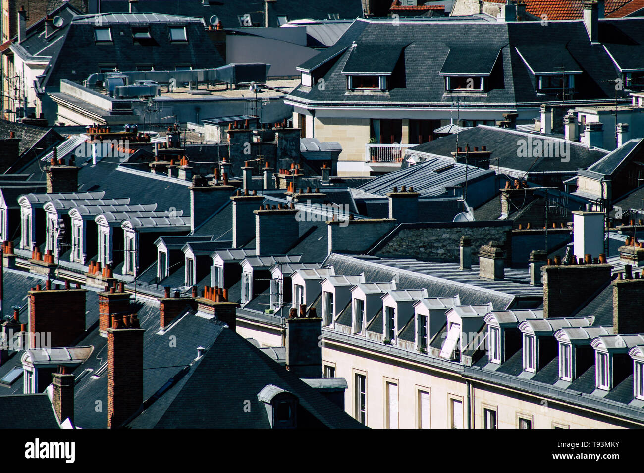 Reims Frankreich Mai 15, 2019 Blick von der Stadt Reims von der Oberseite der Notre Dame de Reims Kathedrale am Nachmittag Stockfoto