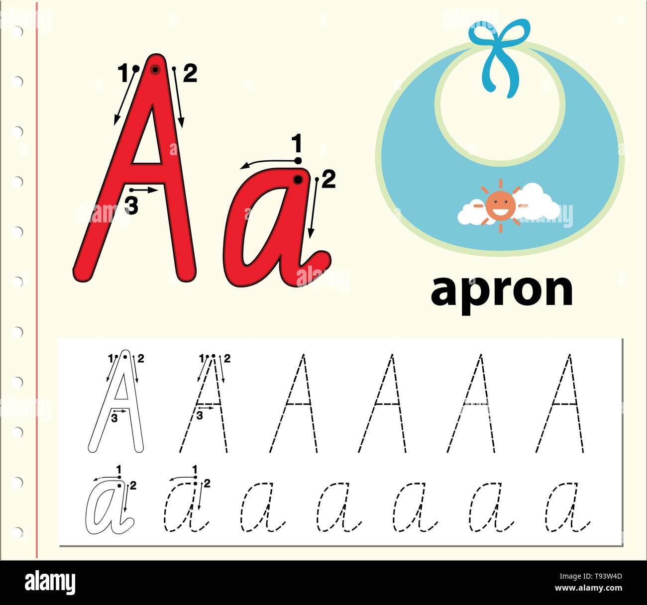 Brief eine Ablaufverfolgung Abbildung alphabet Arbeitsblätter Stock Vektor