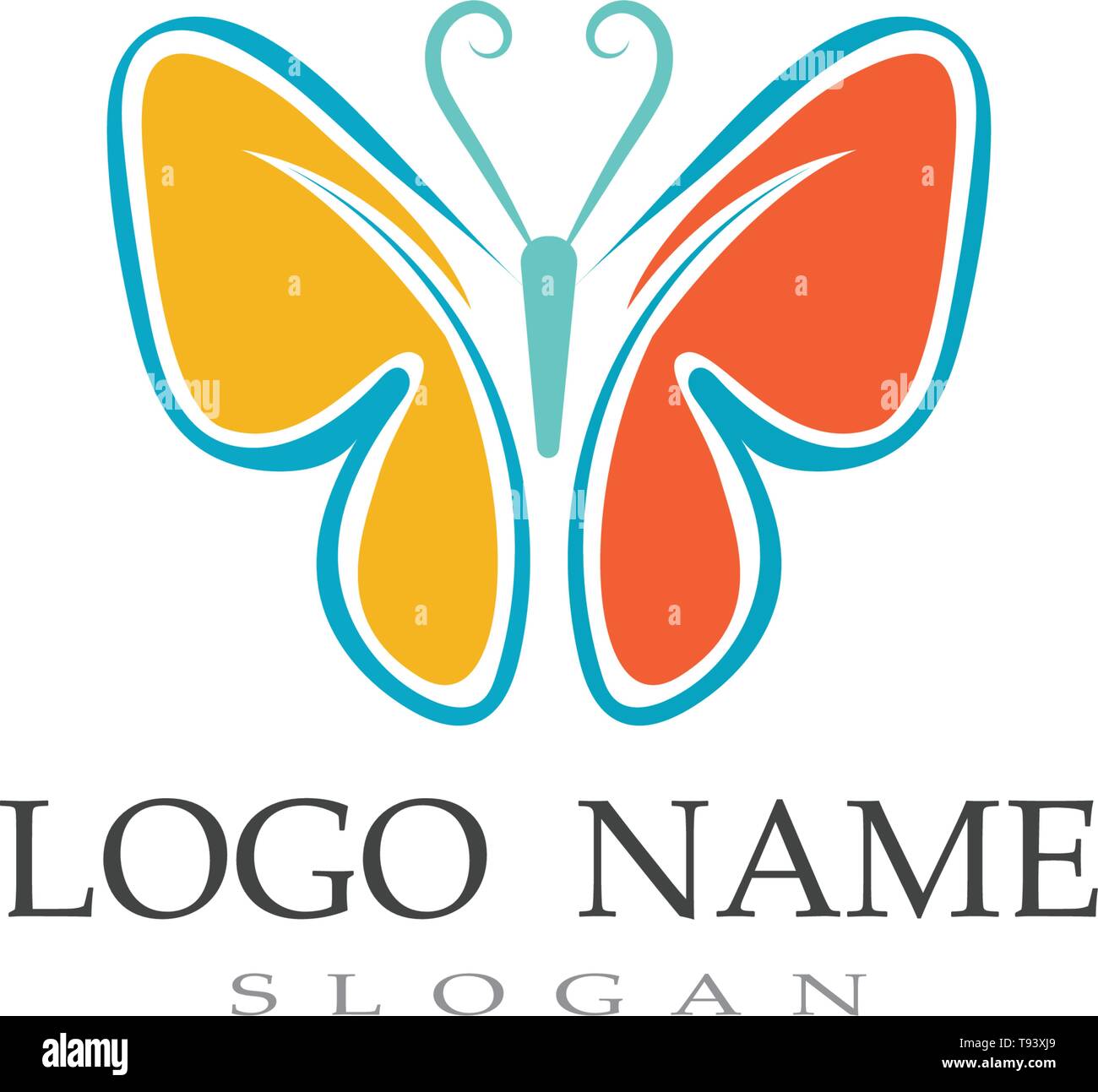 Butterfly Logo sowie Symbol vektor design Stock Vektor