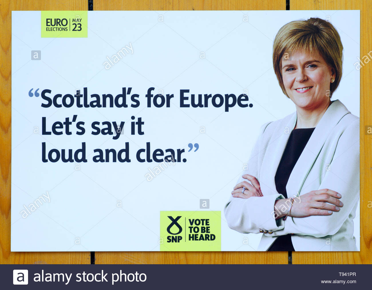 Nicola Sturgeon SNP Europawahlen 2019 Kampagne Packungsbeilage Stockfoto