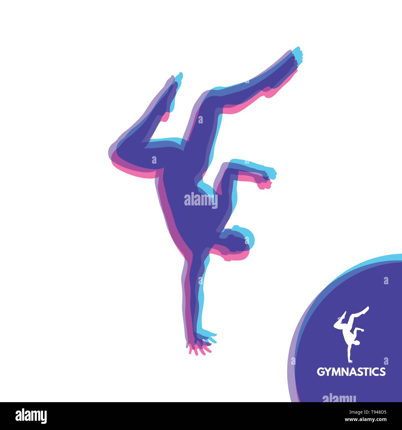 Gymnast. Silhouette einer Tänzerin. Gymnastik Aktivitäten für Icon Health und Fitness Community. Sport Symbol. Vector Illustration. Stock Vektor