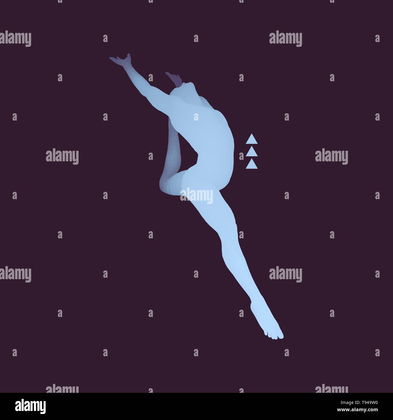 Gymnast. 3D-Modell des Menschen. Human Body Model. Gymnastik Aktivitäten für Icon Health und Fitness Community. Stock Vektor