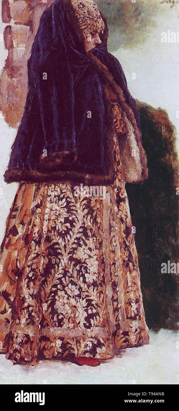 Wassili Surikow - junge Dame mit violetten Mantel C 1886 Stockfoto