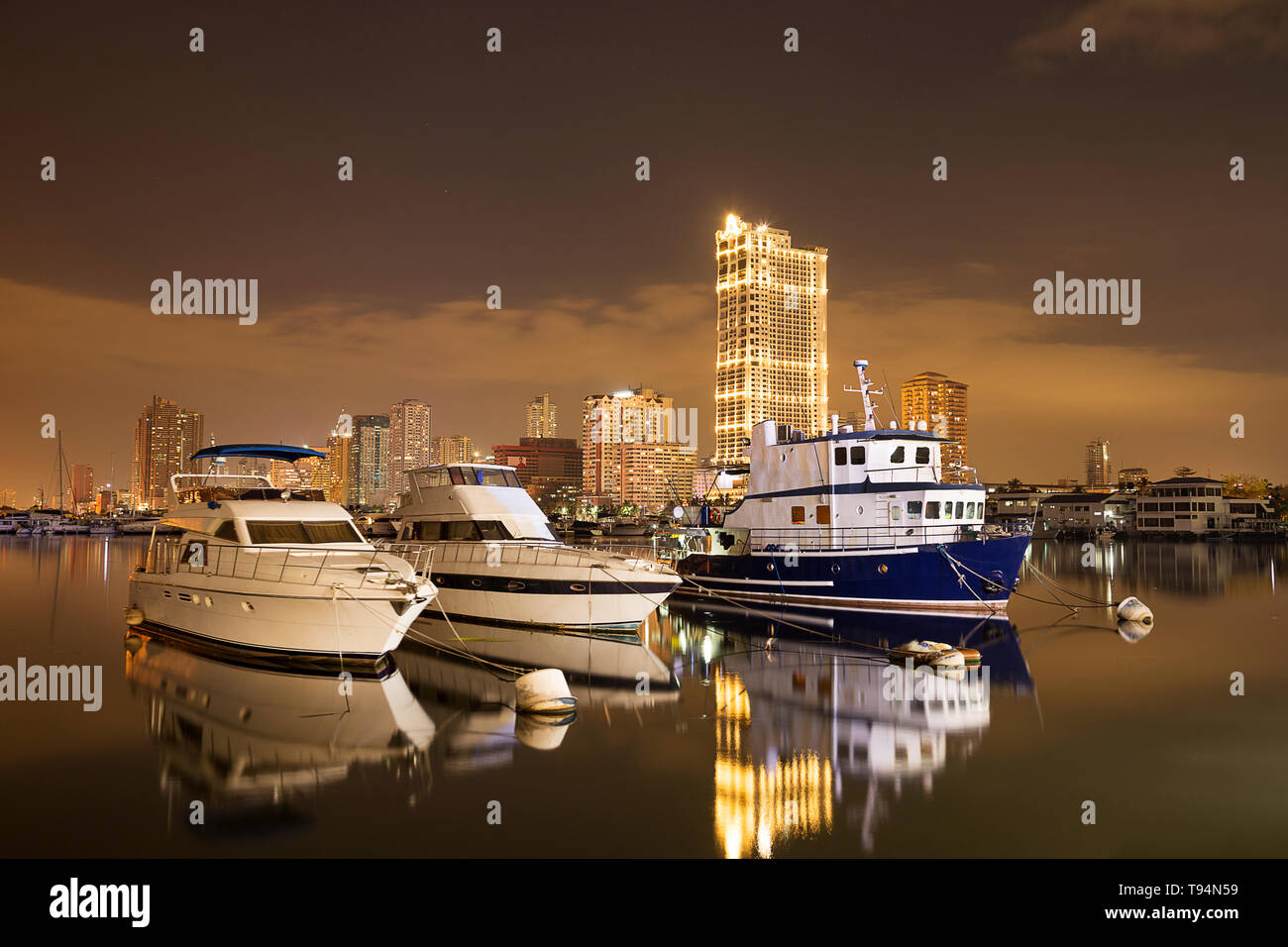 Yachten in der Bucht von Manila, Harbour Square, Manila, Philippinen Stockfoto