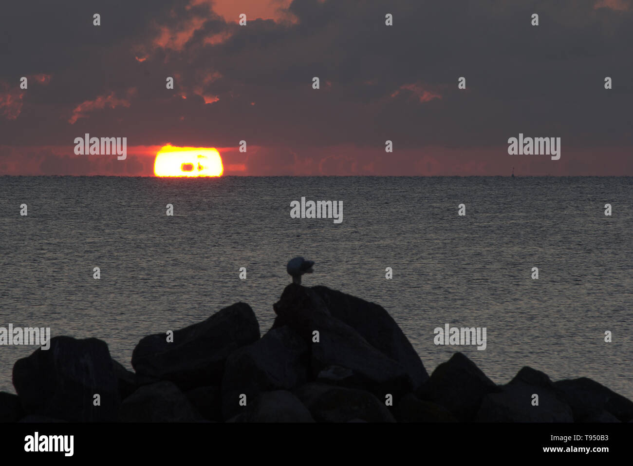 Sonnenaufgang in Kiel Schilksee, Schleswig-Holstein, Deutschland/Sunrise in Kiel schilksee, Schleswig-Holstein, Deutschland Stockfoto