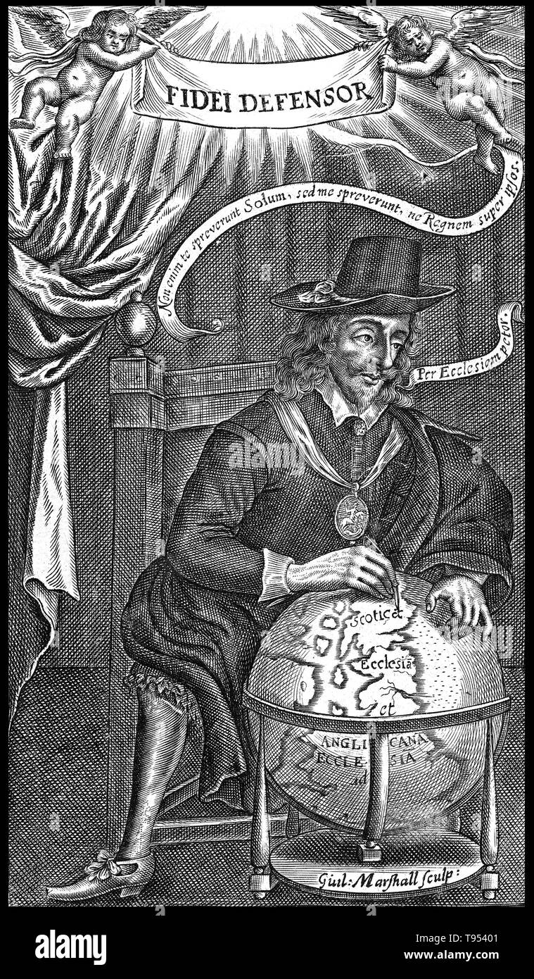 Charles I (November 19, 1600 - Januar 30, 1649) war Monarch der Drei Königreiche von England, Schottland und Irland vom 27. März 1625 bis zu seiner Hinrichtung im Jahre 1649. Charles war der zweite Sohn von König James VI. von Schottland, aber nach dem Tod seines Vaters im Jahre 1603 den englischen Thron übernahm, zog er nach England, wo er auch den Rest seines Lebens verbrachte. Nach seiner Nachfolge, Charles Streit mit dem Parlament von England, das versuchte, seine königliche Vorrecht zu bändigen. Stockfoto