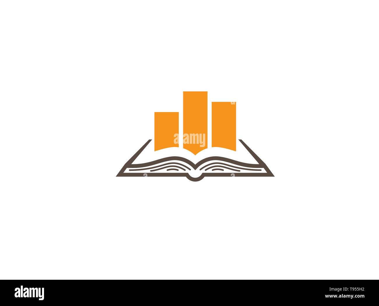 Buch mit einem statistischen Diagramm für Logo Design öffnen Stock Vektor