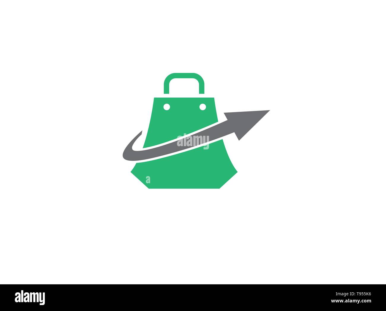 Pfeil um eine Einkaufstasche für Logo Design Stock Vektor