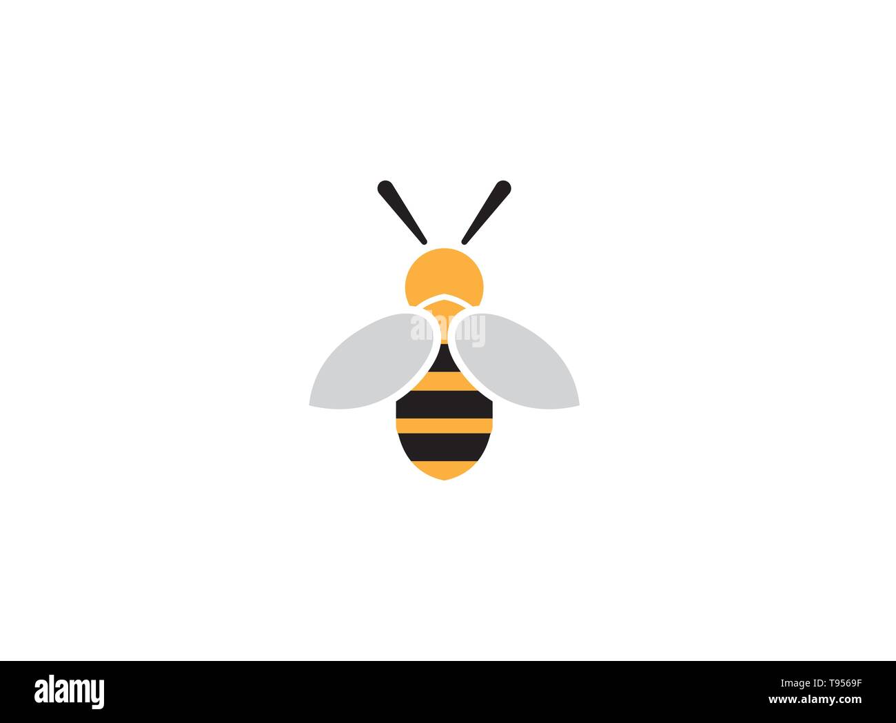 Biene offenen Flügeln und für Logo Design fliegen Stock Vektor