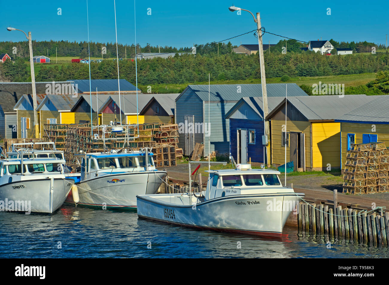 Fischerboote im Dorf an der Küste North Lake Prince Edward Island Kanada Stockfoto