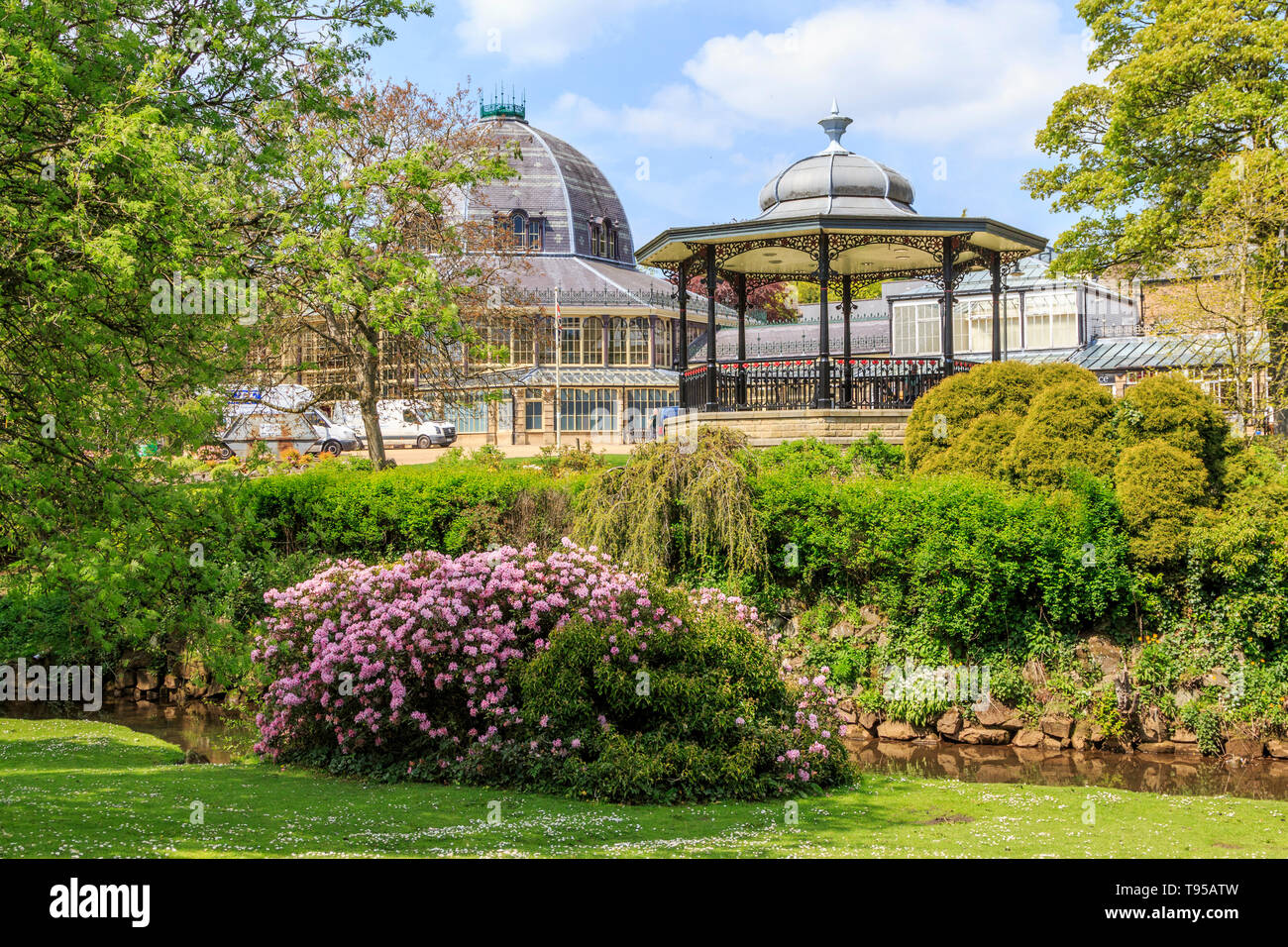 Der Pavilion Gardens, Buxton, Stadtzentrum, Peak District National Park, Derbyshire, England, UK, GB Stockfoto