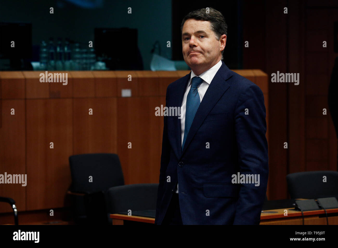 Brüssel, Belgien. 16. Mai 2019. Minister der Finanzen von Irland österlichen Donohoe kommt in der Eurogruppe Finanzminister Treffen teilzunehmen. Credit: ALEXANDROS MICHAILIDIS/Alamy leben Nachrichten Stockfoto