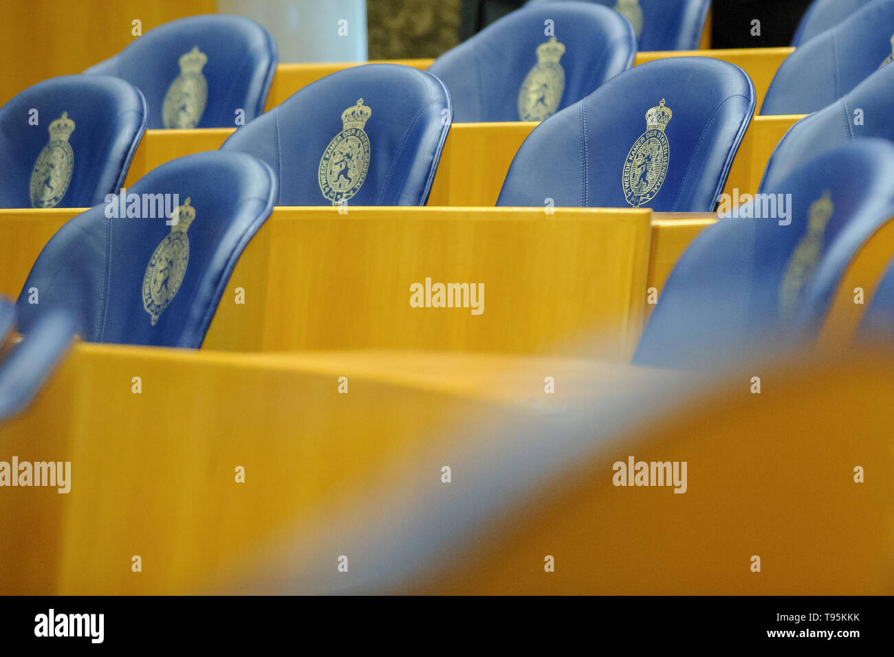 Den Haag, 07-05-2019, staatliche Gebäude Den Haag, De Tweede Kamer, Repräsentantenhaus, die Kammer der Tweede Kame (Plenaire Zaal), Lange Poten 4 Stockfoto