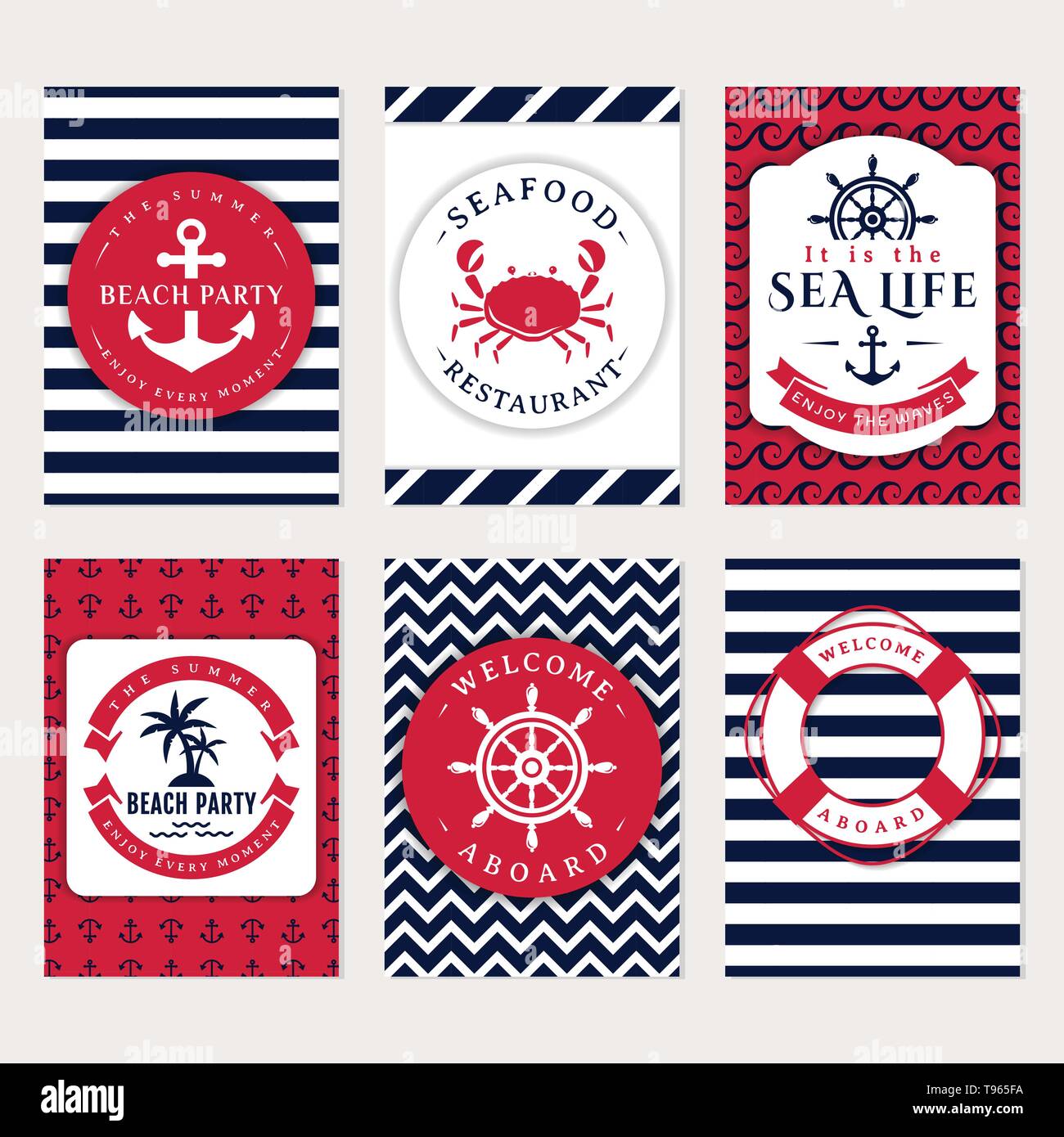Satz von nautischen und marine Banner und Flyer. Elegante Karte Pertaining To Nautical Banner Template