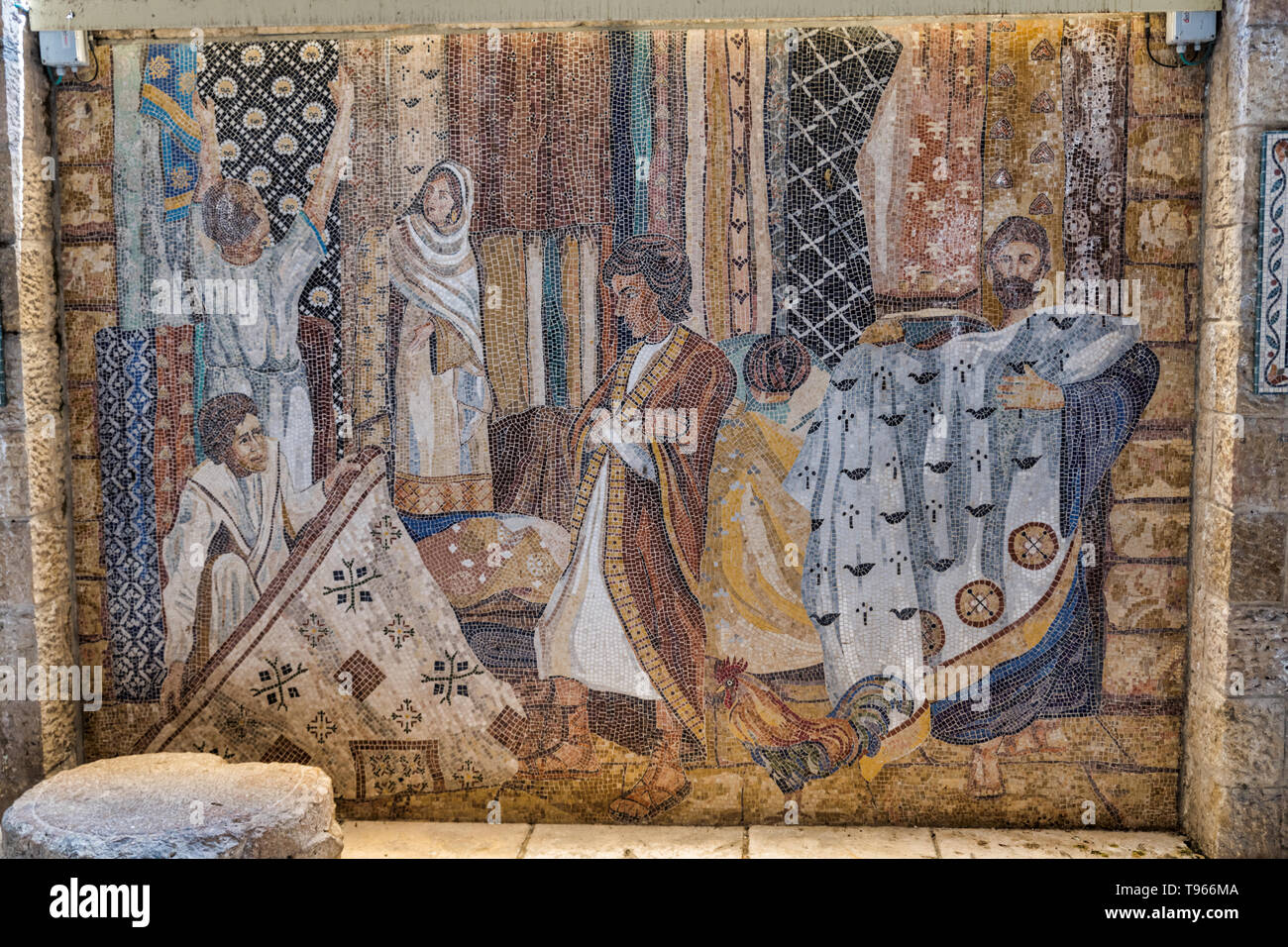 Israel Jerusalem Altstadt moderne zeitgenössische Wandgemälde des Cardo in römischen Zeiten Stockfoto