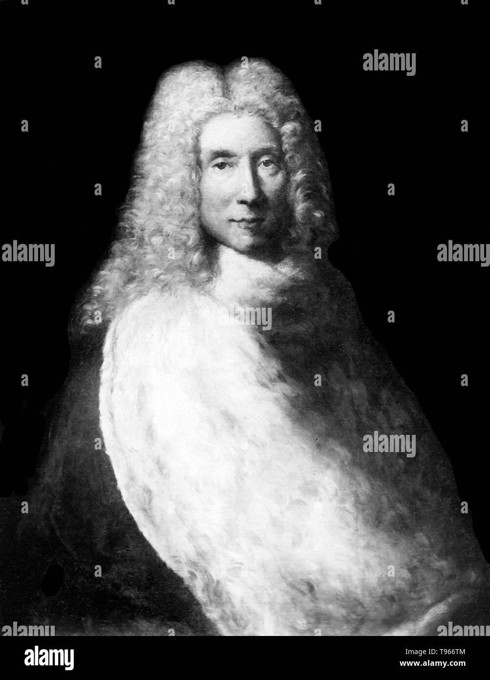 Der Gegenstand dieses Portrait, von Jean François de Troy, wurde ursprünglich als anonym erfasst, aber später sagte Andry zu sein; nach der modernen Forschung, dessen Gegenstand nicht zuverlässig ermittelt werden, und es gibt keine bestimmten Portrait von Andry. Nicolas Andry de Bois-Regard (1658 - 13.Mai 1742) war ein französischer Schriftsteller und Arzt. Sein erstes Buch, wurde 1700 veröffentlicht und in Englisch im Jahre 1701 als ein Konto der Zucht von Würmern, die in menschliche Körper übersetzt. Stockfoto