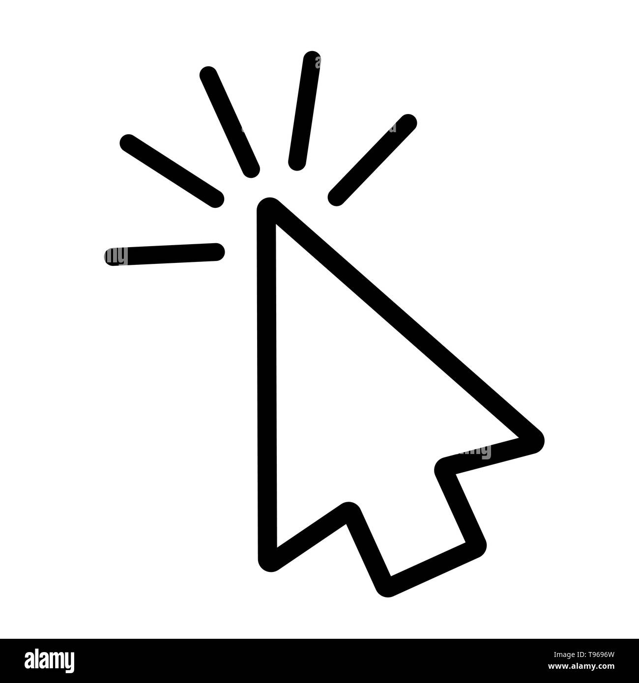 Klicken Sie auf Symbol Leitung im flachen Stil. Klicken Sie auf Symbol auf weißem Hintergrund. Einfach klicken Sie abstrakte Symbol in Schwarz. Vector Illustration für Grafik Design, Stock Vektor