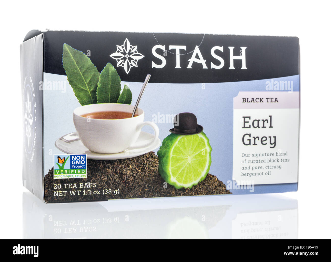 Winneconne, WI - 12. Mai 2019: ein Paket von 007 Earl Grey Tee auf einem isolierten Hintergrund Stockfoto