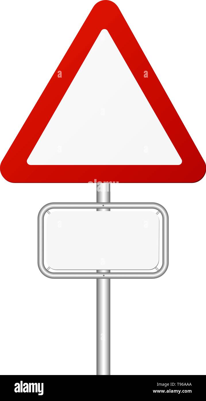 Rote und weiße Verkehr Warnschild auf Pole Vector Illustration Stock Vektor