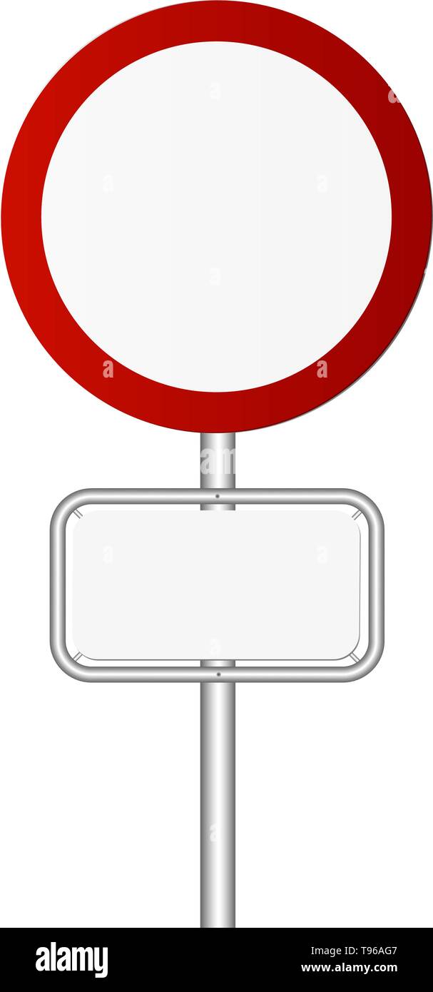Runde rote und weiße Verkehr Verbotsschild auf Pole Vector Illustration Stock Vektor
