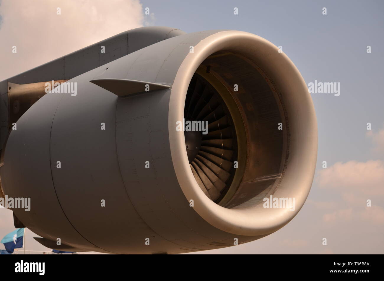 Boeing C-17 Globe-master Jet Engine, militärische Transportflugzeuge. Stockfoto