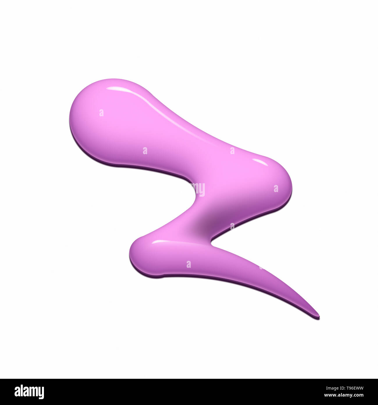 Digitales Bild von gegossen rosa Farbe in Zick-Zack-Form auf weißem Hintergrund Stockfoto