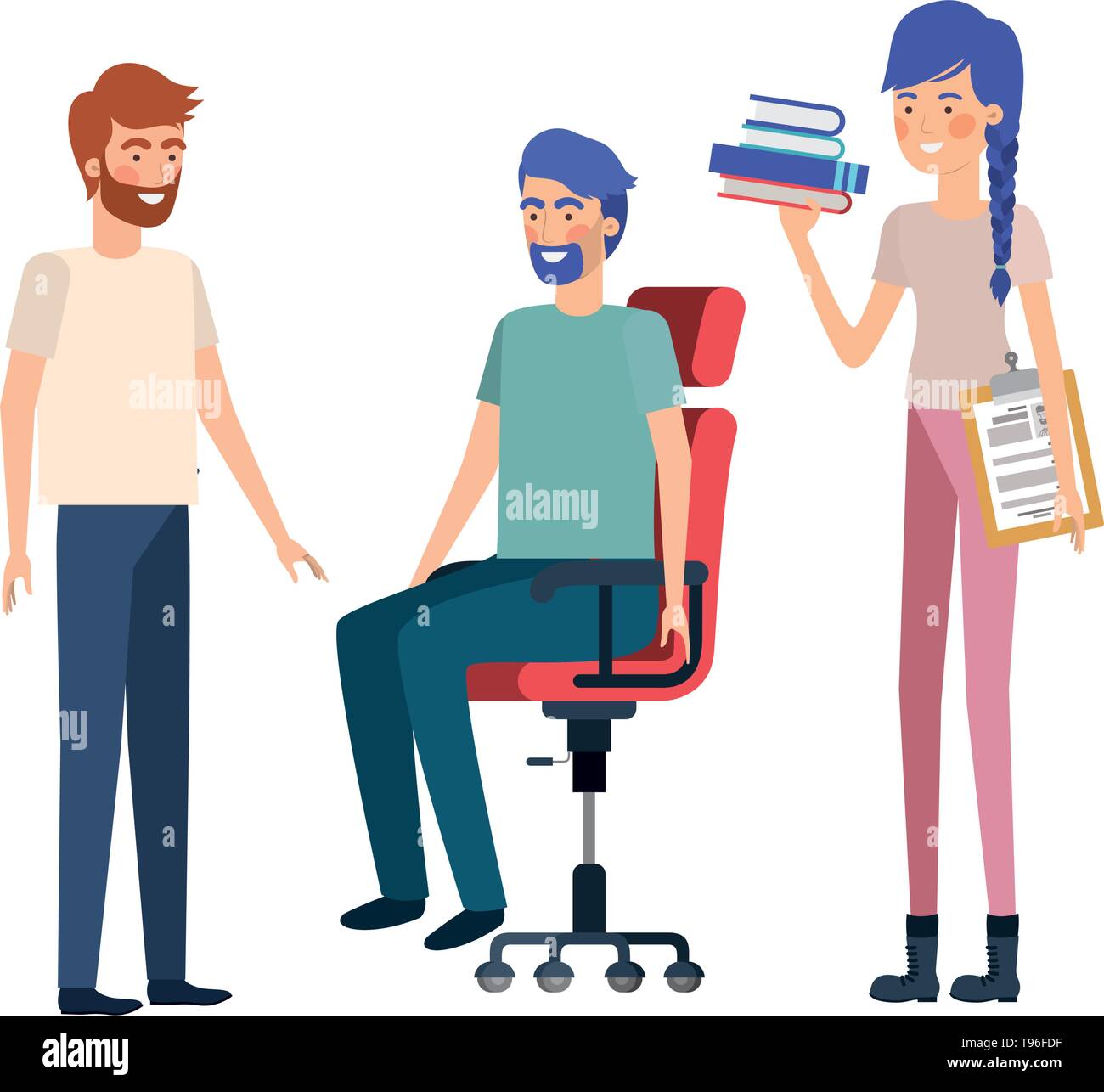 Gruppe von Menschen mit dem Sitzen im Büro Stuhl Stock Vektor